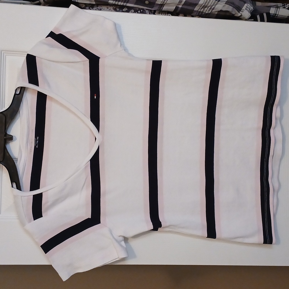 Tommy Hilfiger Striped V-Neck Top Women's Xl